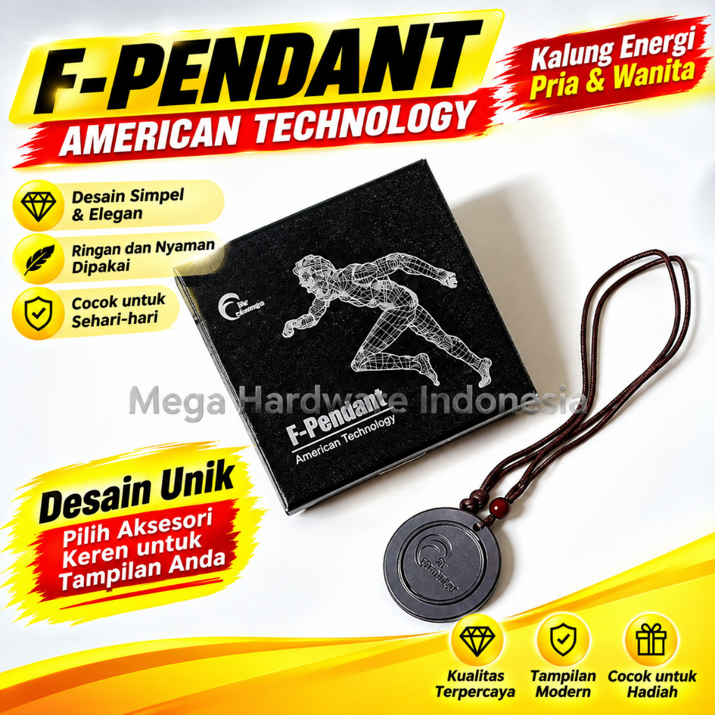 Kalung Pendant F-Pendant American Technology Original | Pendant Energi Pria Wanita | Kalung Fashion 