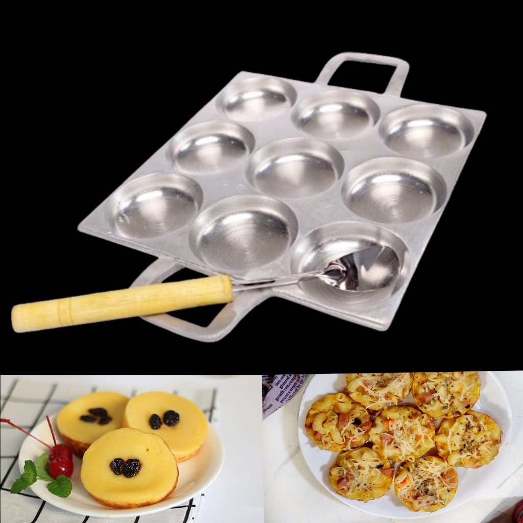 Cetakan Kue Cilor/ Lumpur Tebal 9 lubang/Maklor/martabak Mini/Wingko Gratis Tutup+sutil Kue