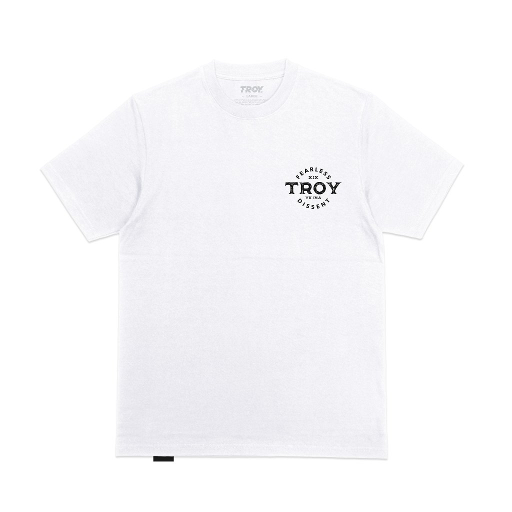 Troy Company T-Shirt White Fearless Dissent -  Kaos Pria Lengan Pendek Putih MTD 3690