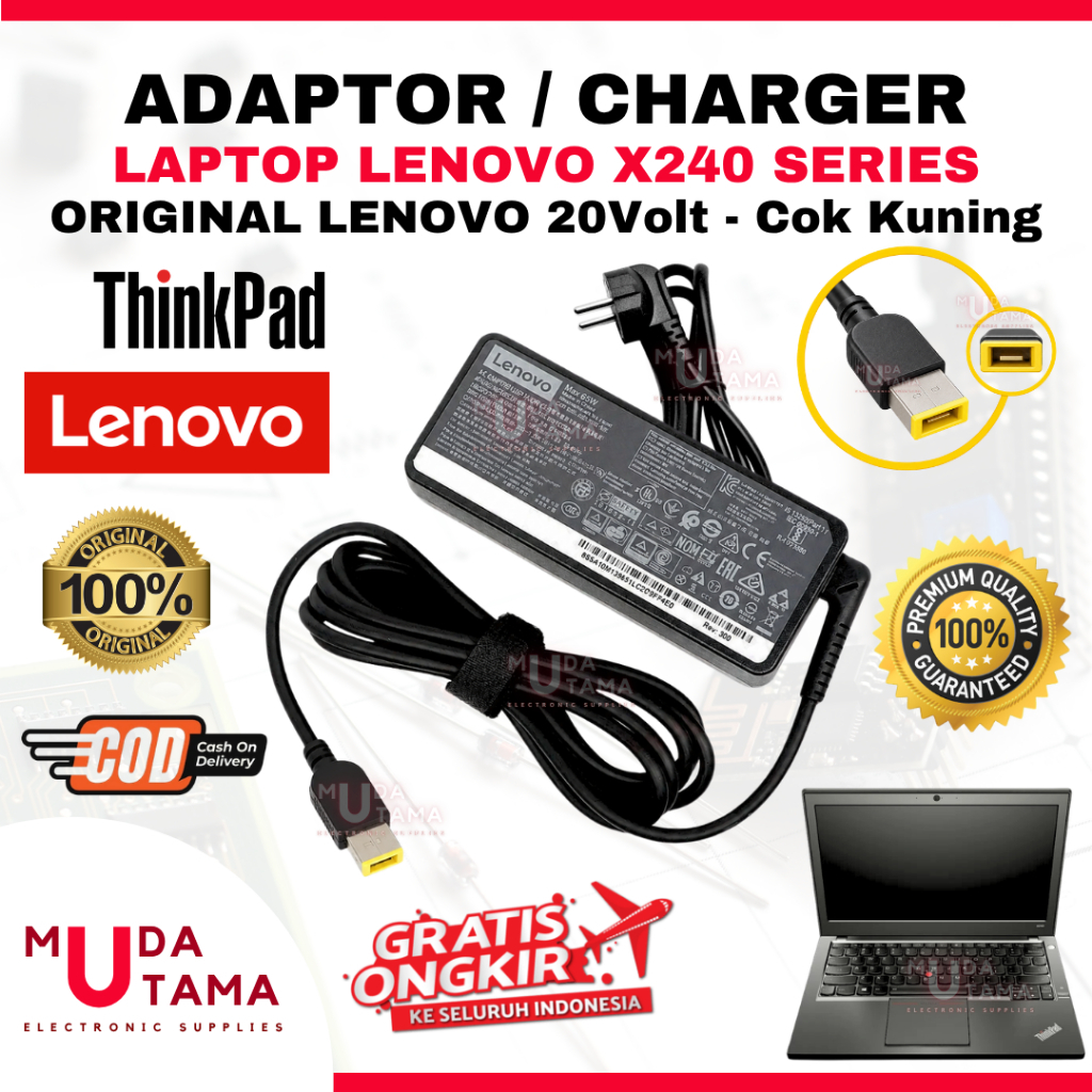 Adaptor Charger Laptop LENOVO Thinkpad X240 USB Kuning X240S - Adaptor Laptop LENOVO Thinkpad X240 -