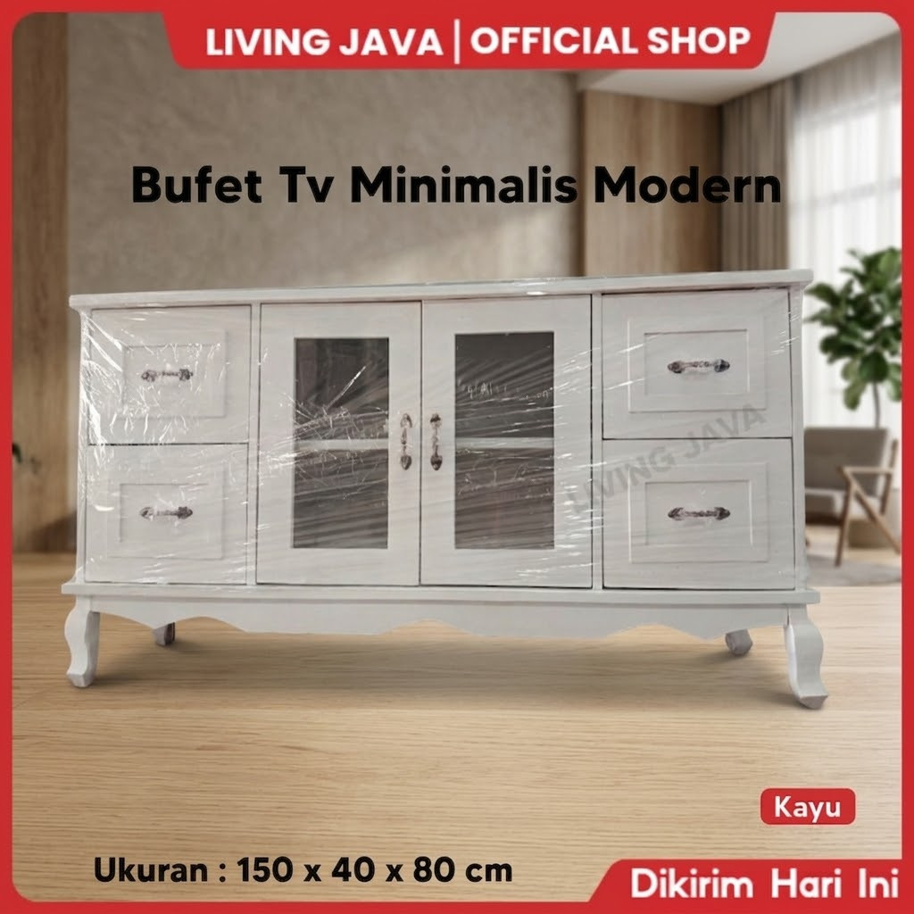 Bufet tv lemari kayu minimalis modern ruang tamu [khusus bandung]