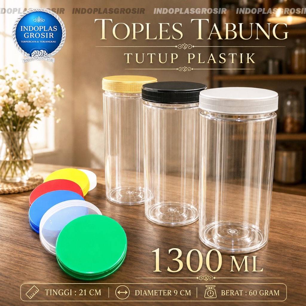 INDOPLASGROSIR Toples 1300ml, Toples Tabung 1300ml, Toples Plastik