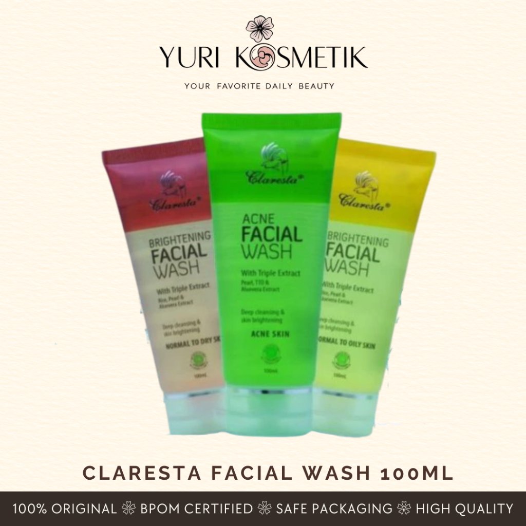 Claresta Facial Wash 100ml Yuri Kosmetik
