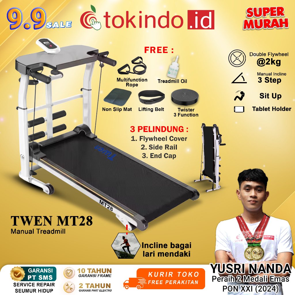 TWEN MT21 MT28 MT31 MT38 Treadmill Tanpa Listrik Treadmill Manual Treadmill Multifungsi Treadmill Li
