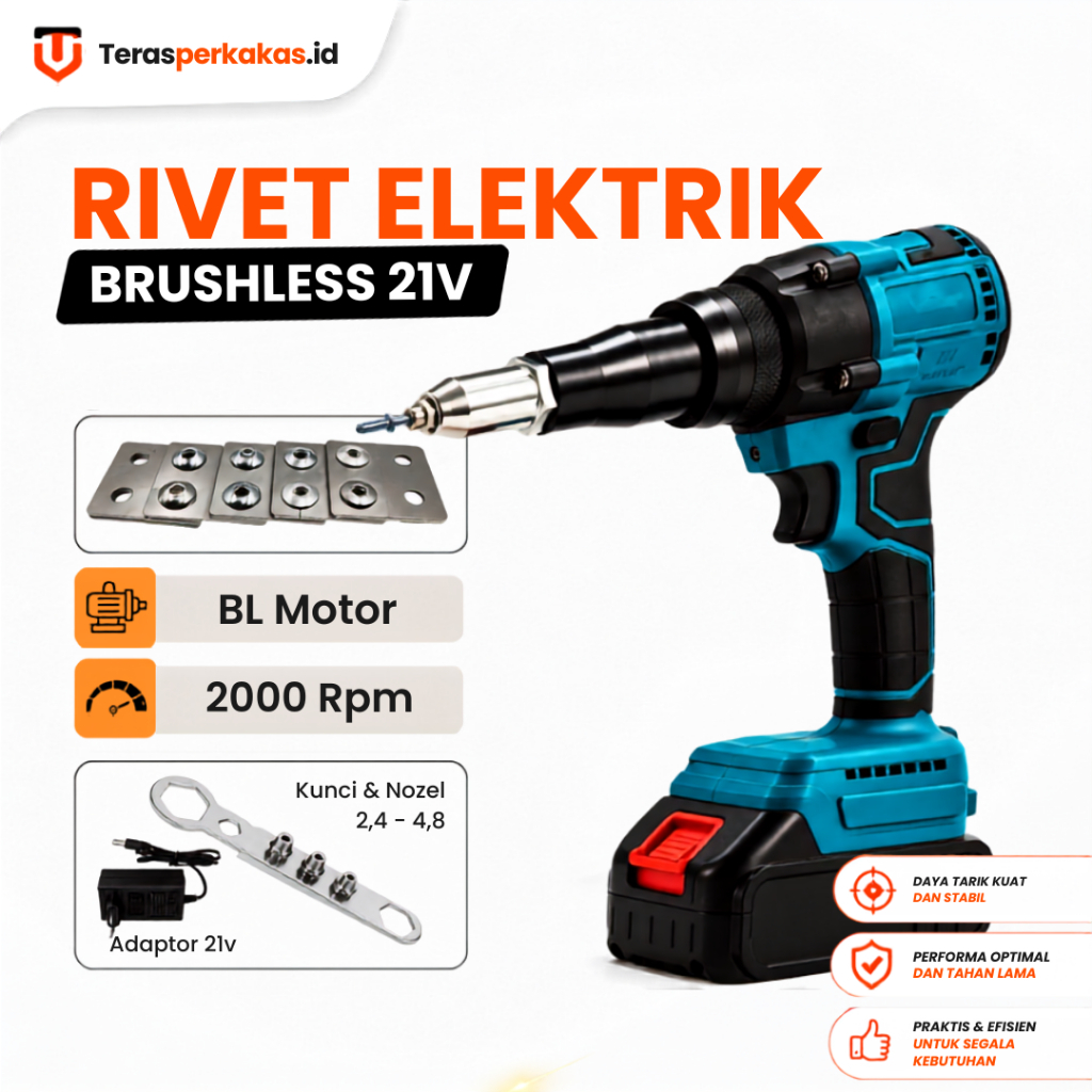Rivet Elektrik Brushless 21 V Mesin Rivet Portable Otomatis Cordless rivet Gun