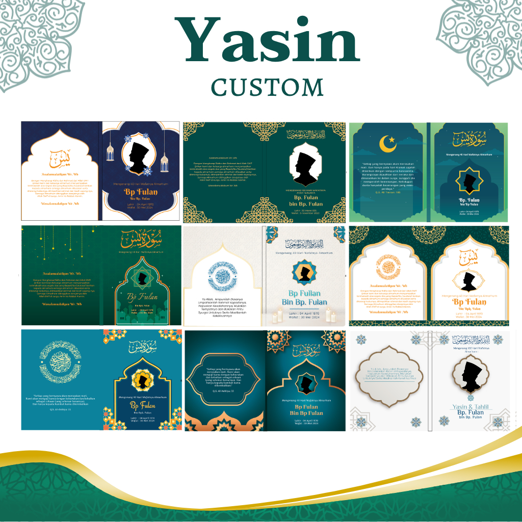 Buku Yasin Custom | Yasin Terjemah Custom & Non Terjemah Custom | Cetak Yasin