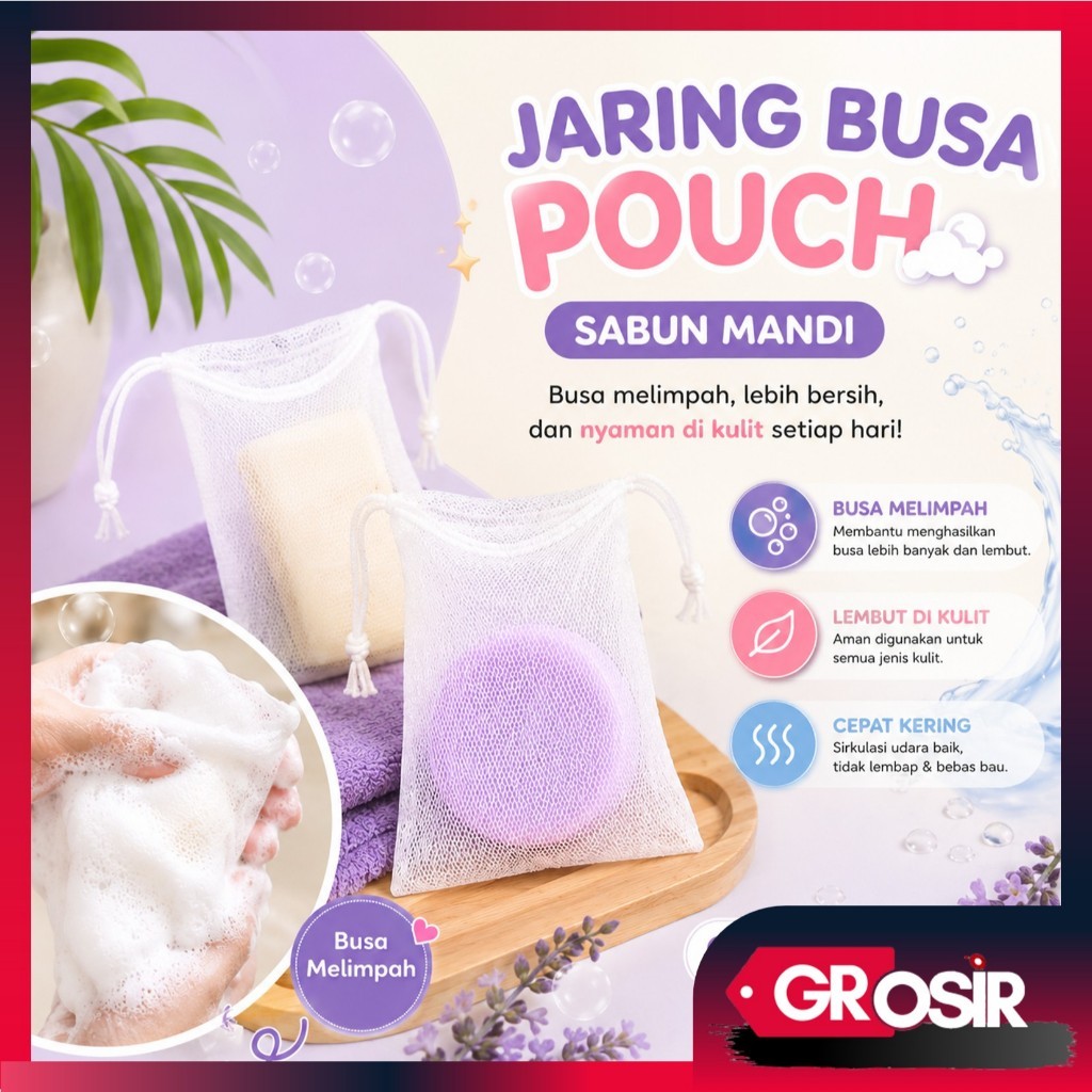 Grosir - H6000 Kantong Jaring Busa Sabun / Pouch Sabun Batang / Jaring Sabun Mandi / Jaring Pembuat 