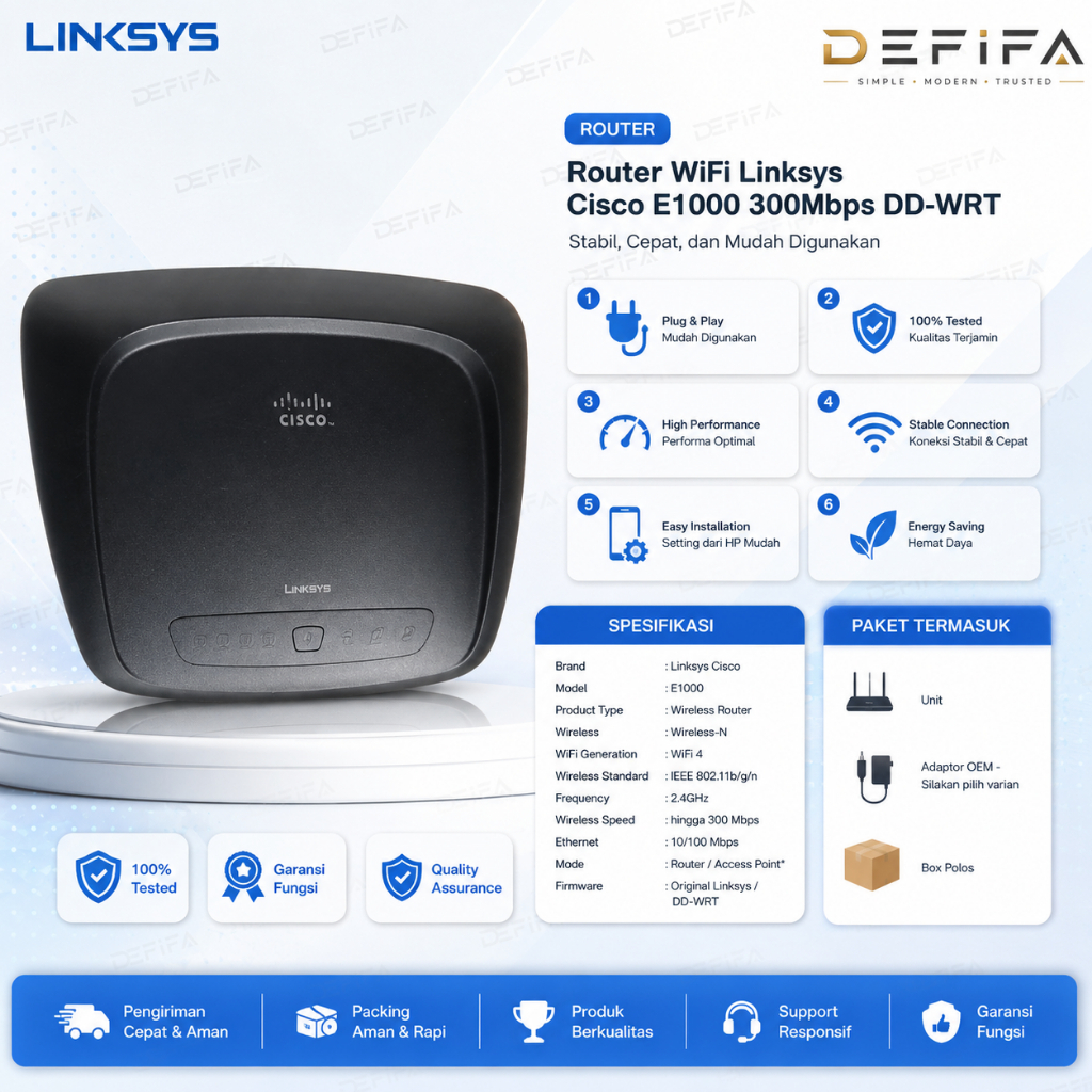 Router WiFi Linksys Cisco E1000 300Mbps Wireless-N Access Point Original | DD-WRT