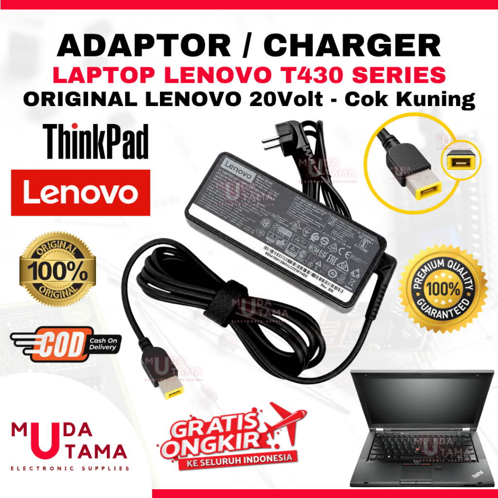 Adaptor Charger Laptop LENOVO Thinkpad T430 USB Kuning T430S - Adaptor Laptop LENOVO Thinkpad T430 -