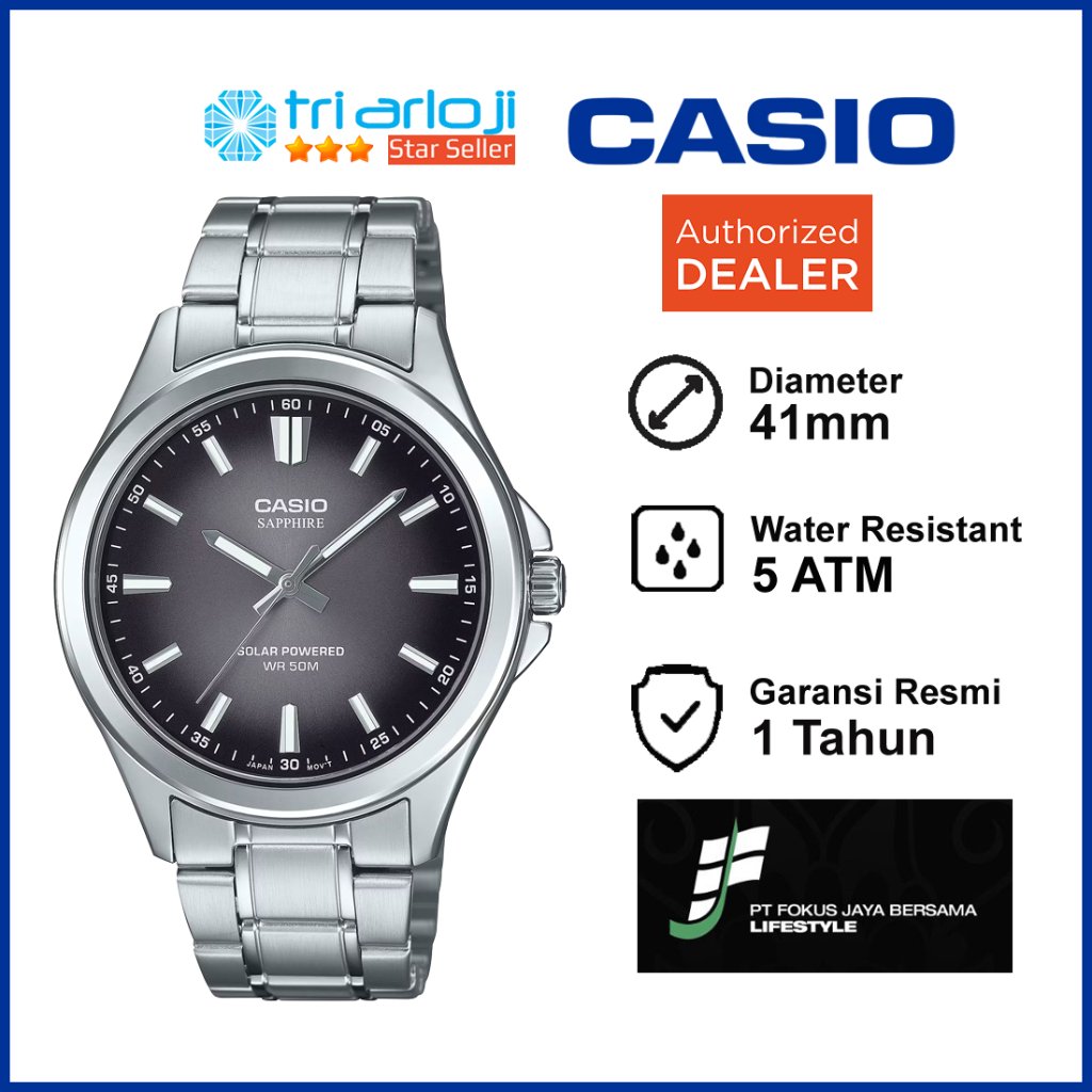 CASIO MTS-RS100D-1AVDF Jam Tangan Pria Analog Solar Sapphire MTS-RS100D-1A MTSRS100D