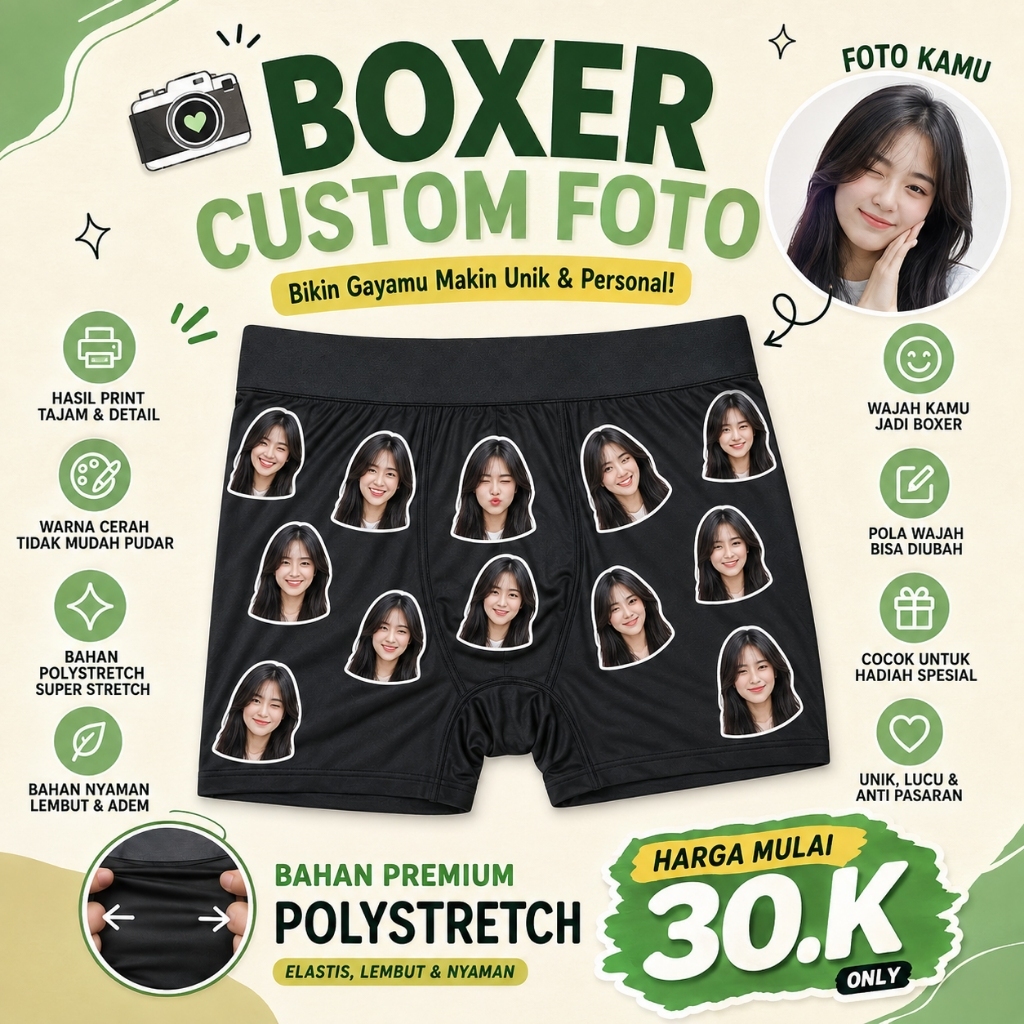 BOXER CUSTOM FOTO | BUCIN | ANTI PELAKOR | KADO | SOUVENIR | HADIAH | BOXER