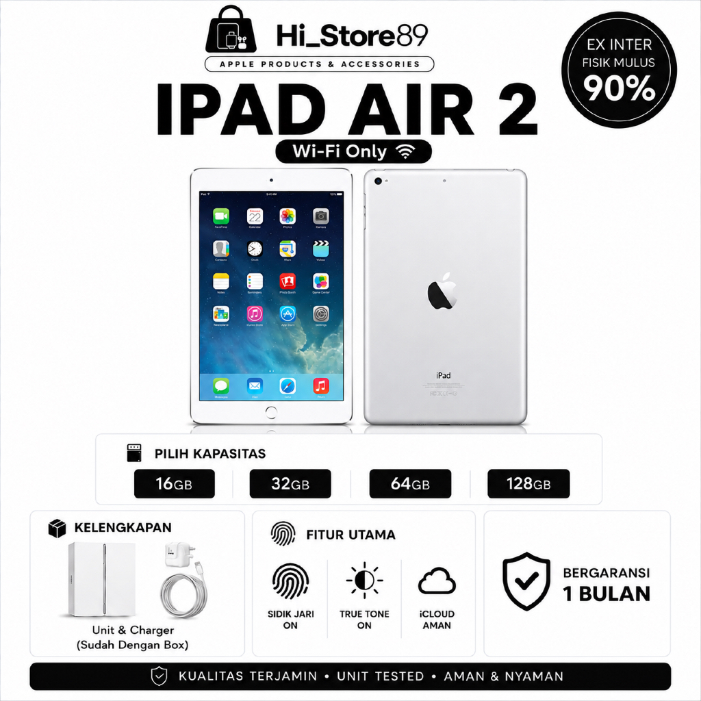 Apple iPad Air 2 WiFi Only 16GB 32GB 64GB 128GB | Second Original Inter Termurah