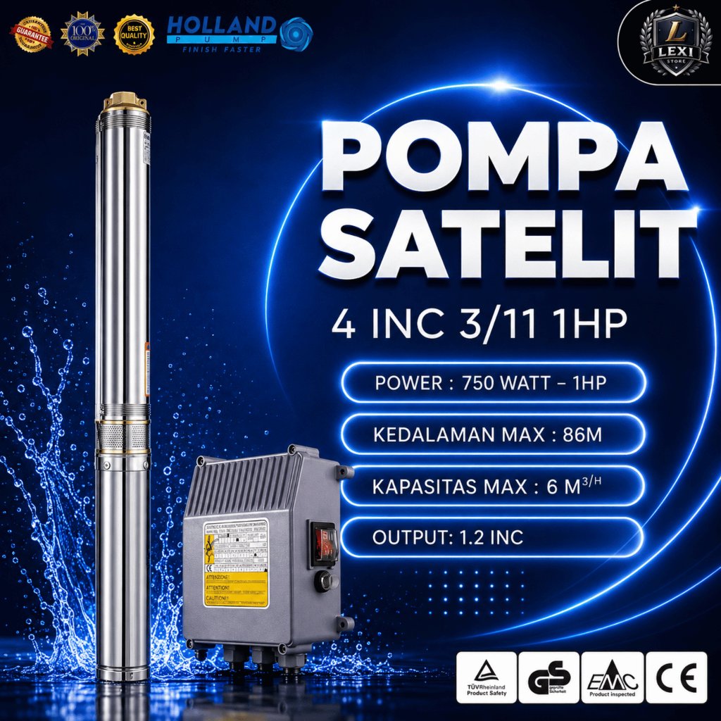Pompa Air Celup Submersible/ pompa sibel Holland Pump Casing 4inch 3/11 1HP Non Kabel