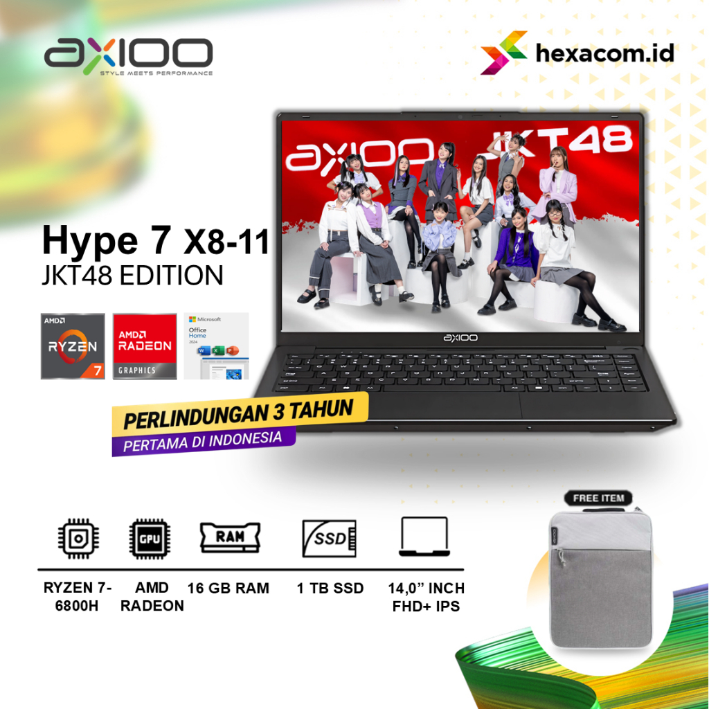 Laptop Axioo Hype 7 JKT48 X8-11 Ryzen 7 6800H 16GB 1TB SSD 14.0" FHD IPS Windows 11