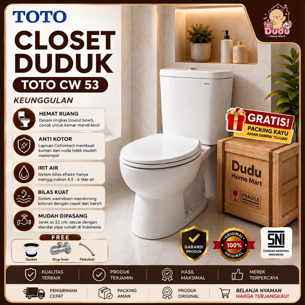 Closet Kloset Duduk Toto Cw53J / Cw53/ Cw53Jw / Tanki Sw53Jp