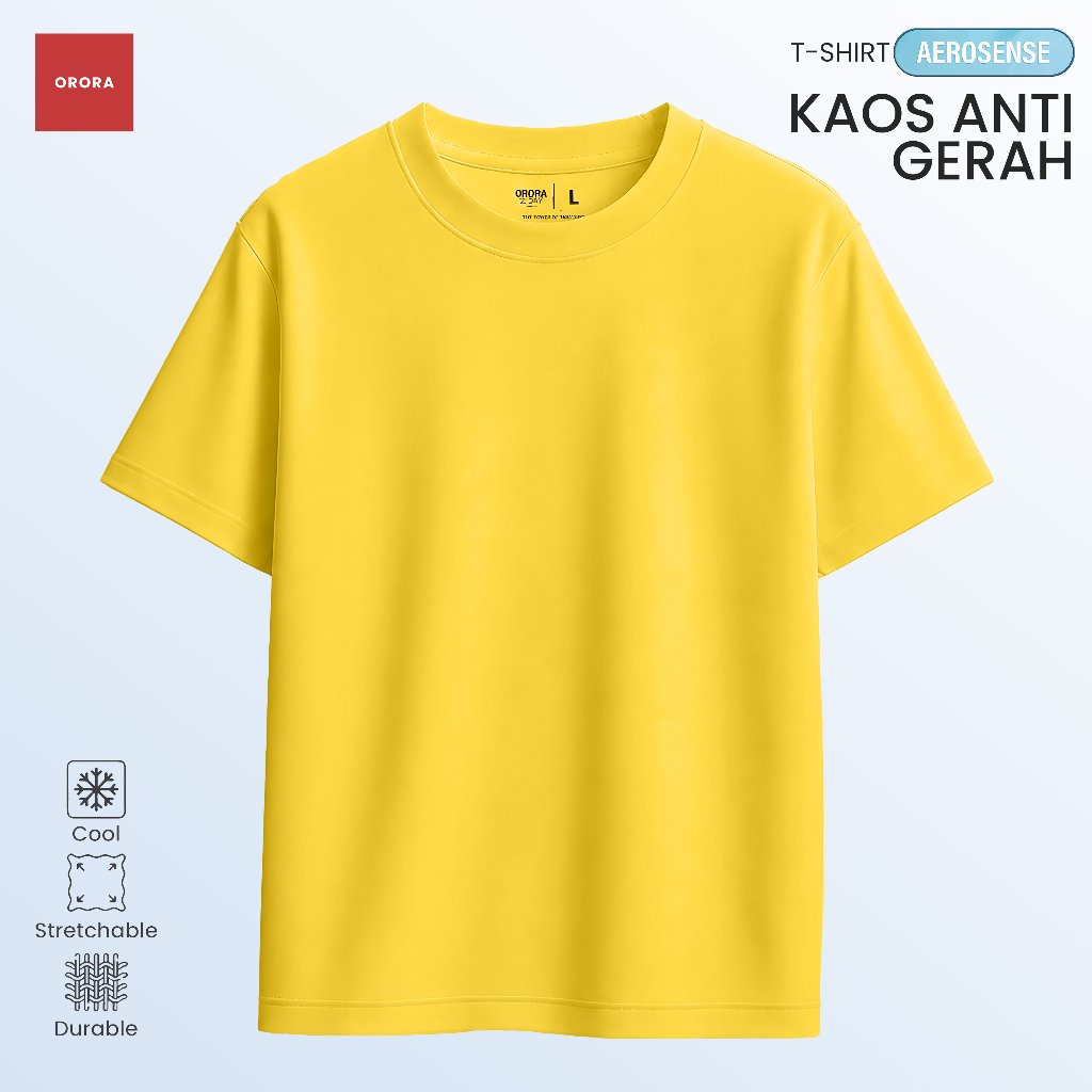 ORORA Kaos Polos Kuning Polos 24s Cotton Combed - Kaos Polos Wanita - Baju Kaos Pria Polos