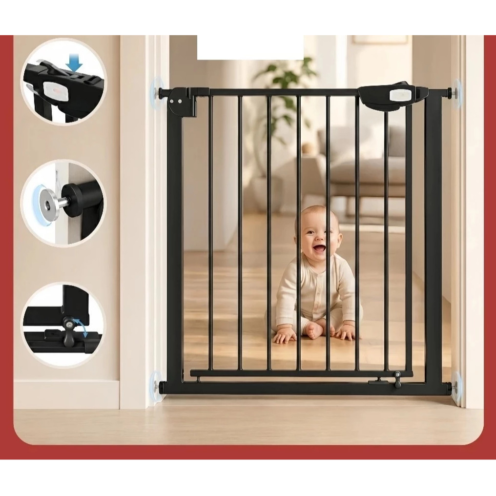 Baby Safety Gate Pagar Pintu Bayi Hitam Putih Penghalang Pintu Bayi Pagar Tangga Bayi Pagar Pengaman