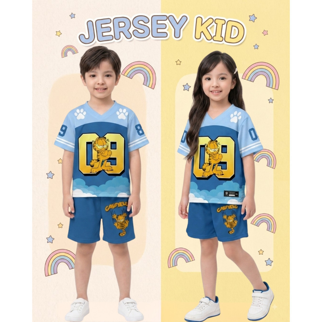 Setelan Jersey Anak KID JERSEY 35 GARFIELD Kartun Murah – Jersey Anak Karakter