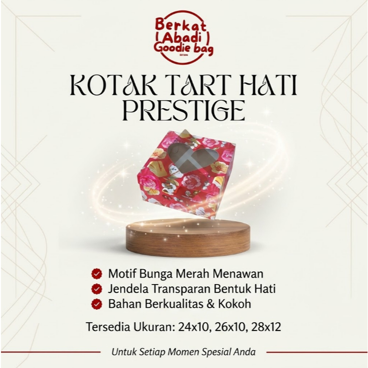 Dus Kue Motif Bunga 10 Pcs Merah Transparan dos tart hati / dus kue motif / dus seserahan / dus hant
