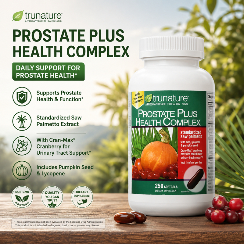 TRUNATURE Prostate Plus Health Complex 250 softgels Saw Palmetto zinc Tru nature True natur