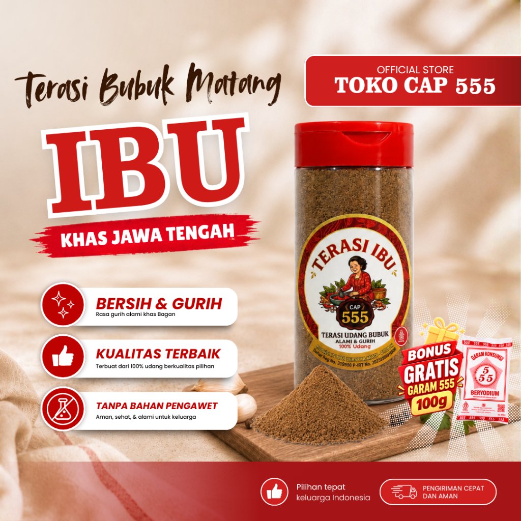 TERASI BUBUK UDANG MATANG IBU KHAS JAWA TENGAH (100 gr) - Terasi Udang Asli Halal - Terasi Oven - Te