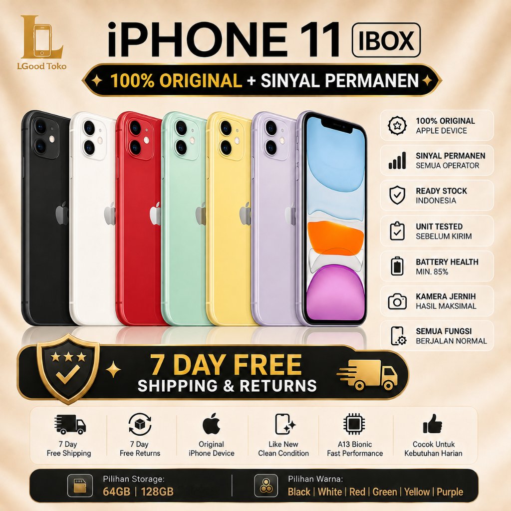100% Original IBOX IPhone 11 Sinyal Permanen 64/128GB  Bekas 99% Mulus IP 11 Garansi Purnajual hp mu