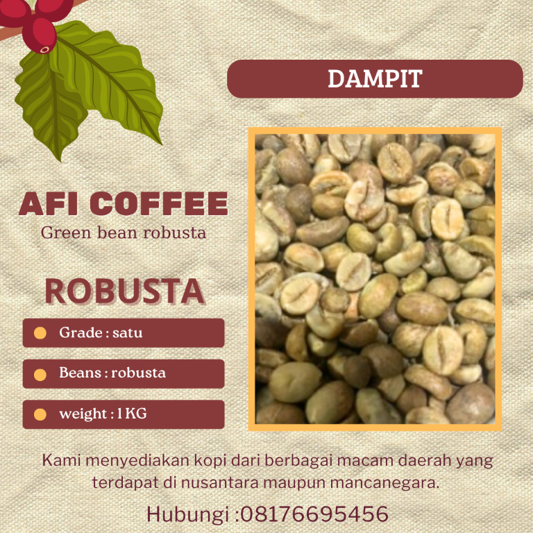 Green bean Robusta Dampit | biji kopi mentah 1kg