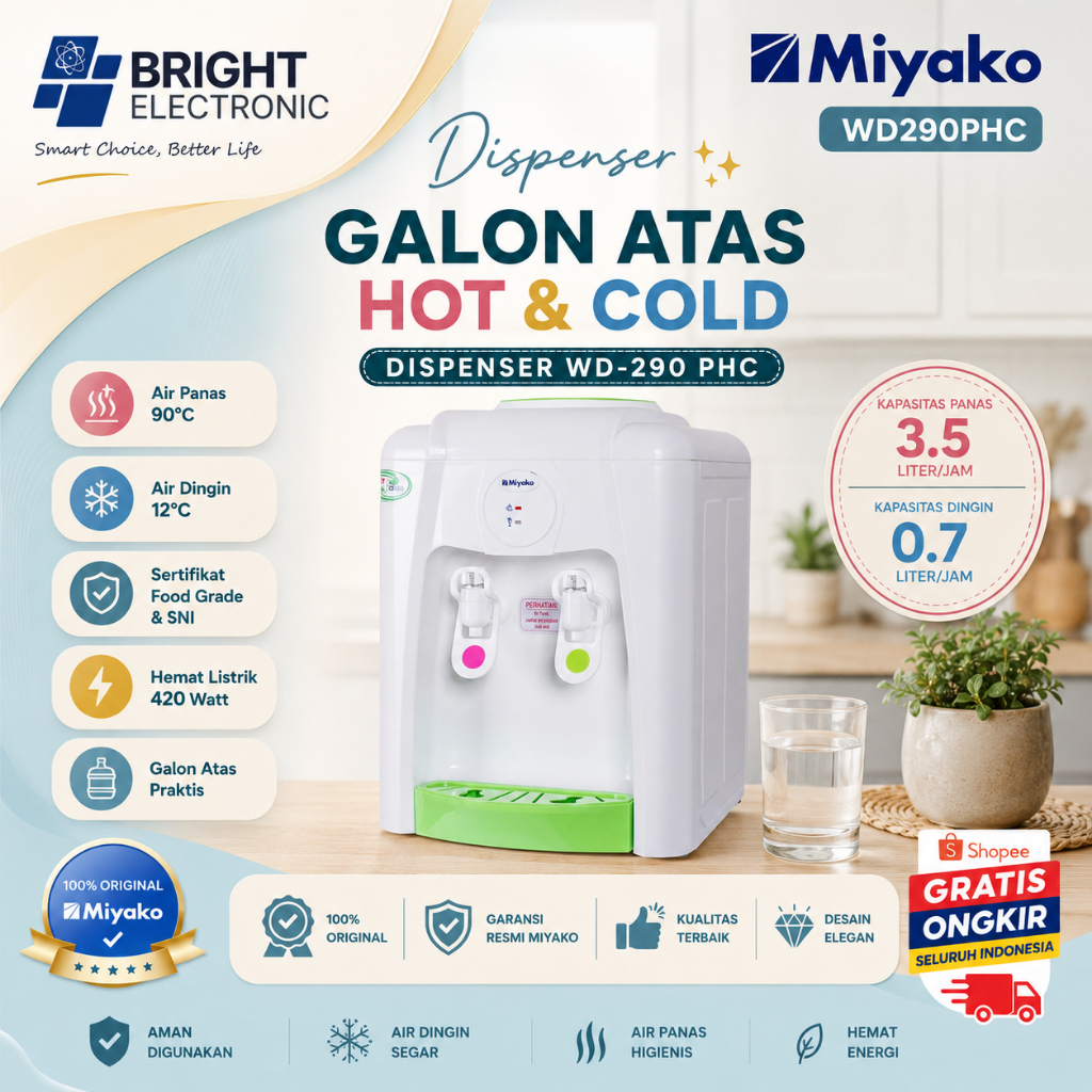 MIYAKO DISPENSER GALON ATAS WD 290 PHC TERMURAH ORIGINAL/WD290PHC/WD-290-PHC/WD290HC/WD 290 HC