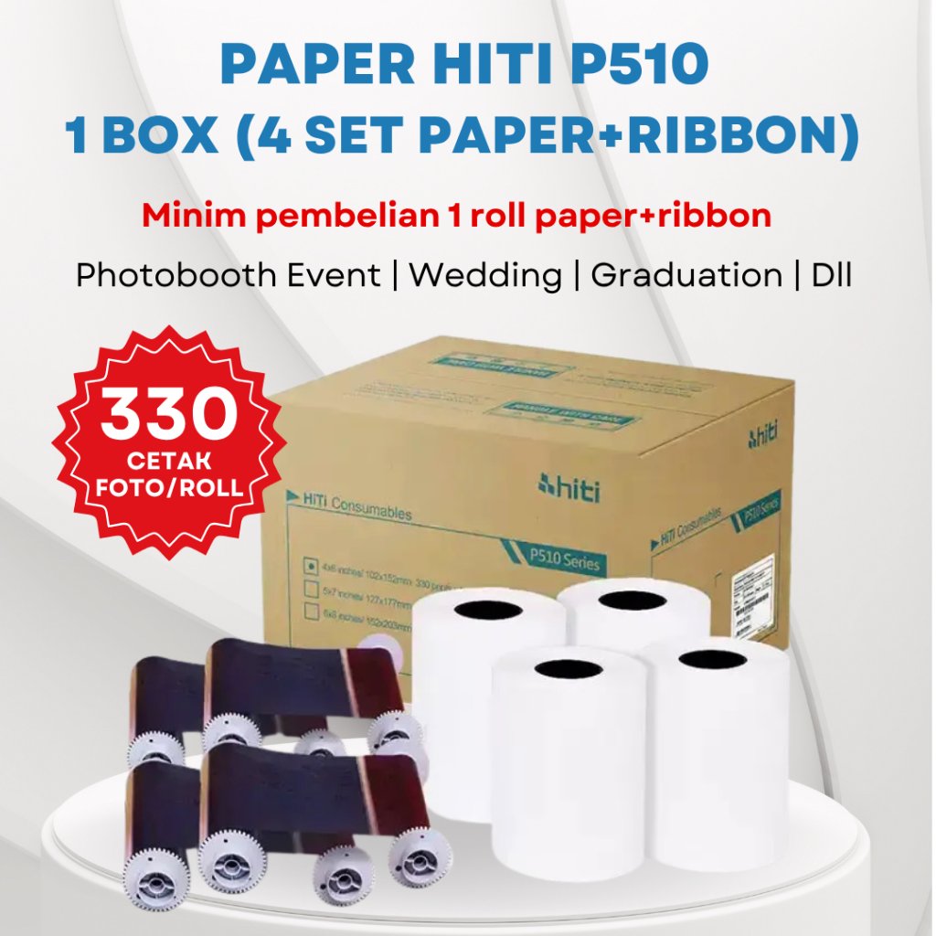 Ready Stock Paper Hiti p510s 1 Box Isi 4 Roll Paper + Ribbon