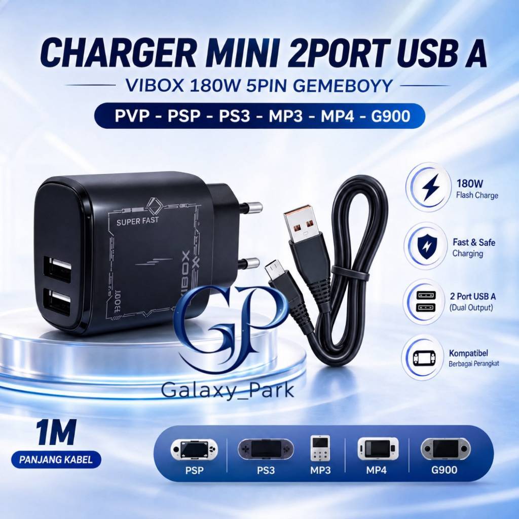 Vibox Charger Hp Jack G-900  Usb Mini 5Pin Game Boy PVP PSP PS3 MP3 Kamera Gopro Jadul [GLX]