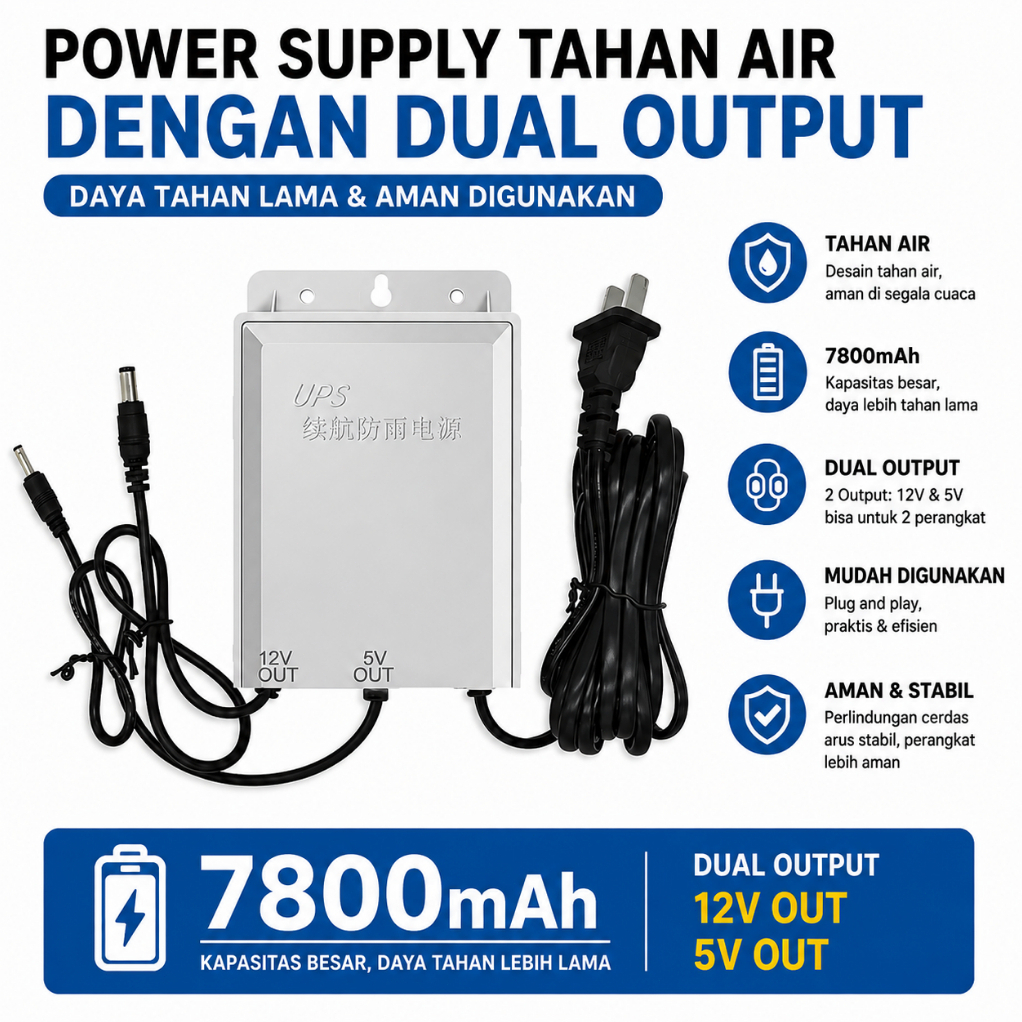 2026 Meningkatkan versi ups wifi 12V+12V mini UPS router ups mini untuk wifi catu daya tahan air dua