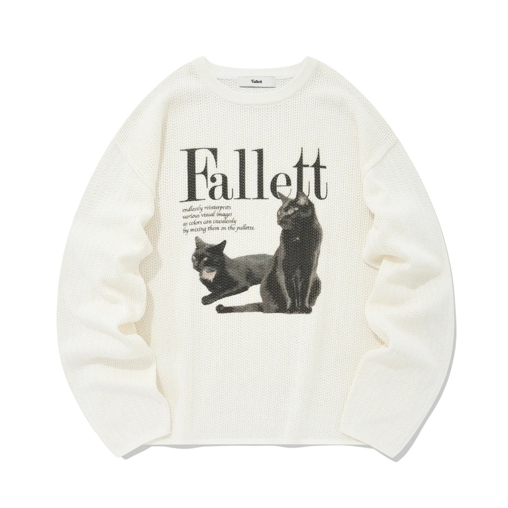 [FALLETT] DUEX NERO LONG SLEEVE KNIT IVORY Sweater Fashion Korea
