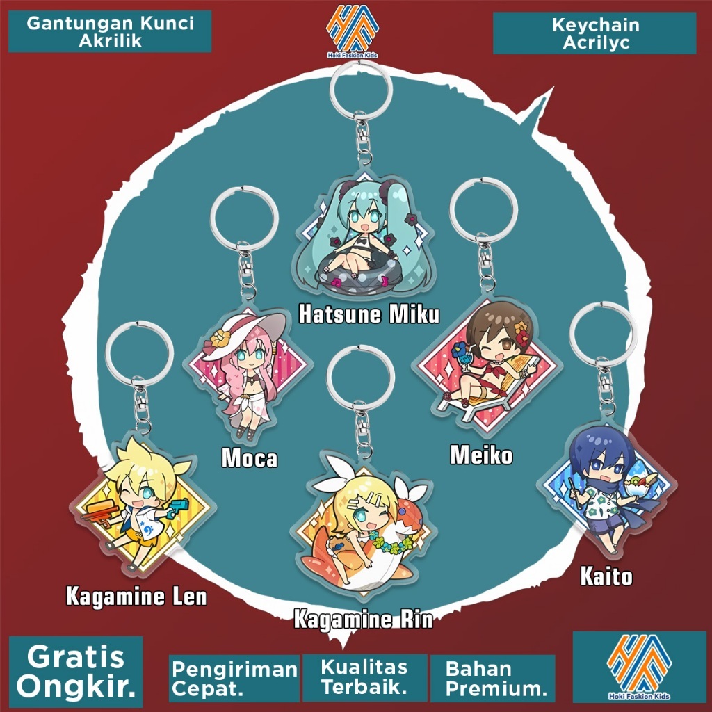 Gantungan Kunci Karakter Vocaloid Chibi / Ganci Keychain Vocaloid / Souvenir