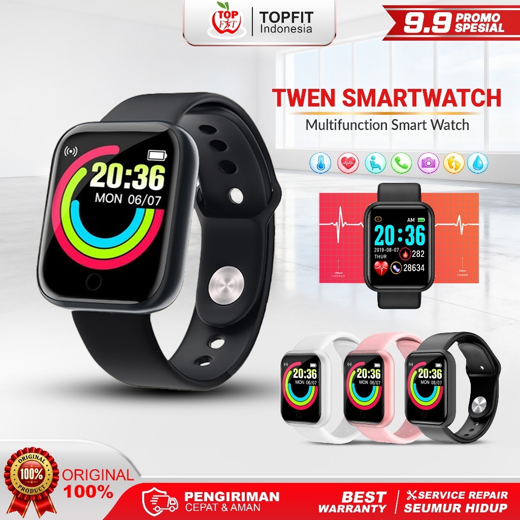 TWEN Smart Watch Jam Tangan Digital Jam Tangan Pintar