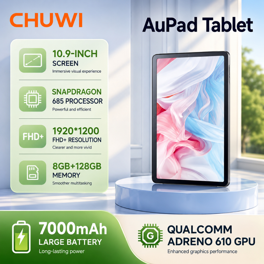 CHUWI AuPad Tablet Snapdragon 685 Octa-core 10.95inch FHD Screen 8GB DDR4 128GB ROM 4G LTE GPS Andro