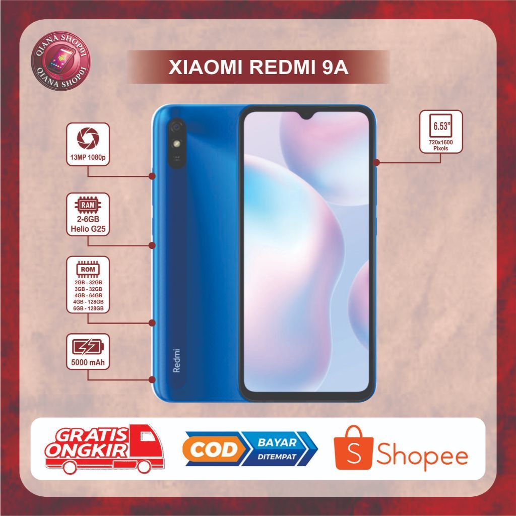 Hp Redmi 9A Second Normal Ram 3/32 dan 2/32 Siap pakai 4g LTE Garansi 12 bulan