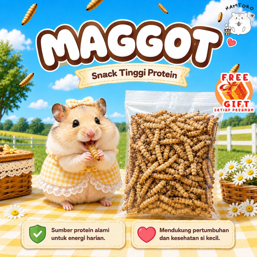 Snack Hamster Dried Maggot Premium Hamtoro Camilan Sugar Glider Tinggi Protein Alami
