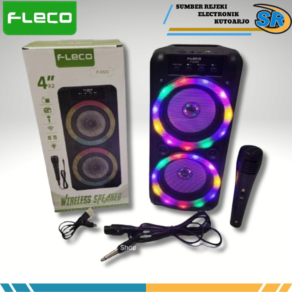 Speaker Active Portable Fleco F-6582 Free Mic