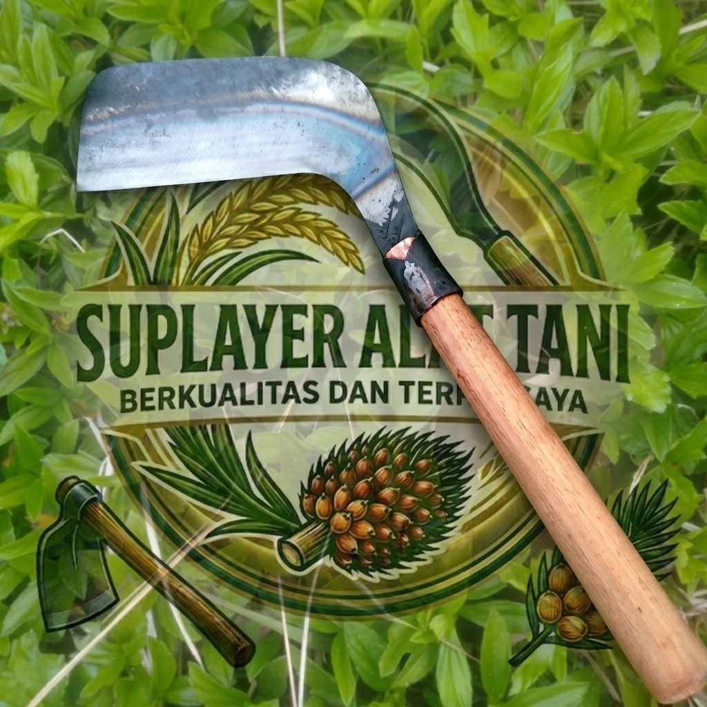 Parang Cangkul Miring Gobed Baja Tempa Asli Tajam - Arit Babat Rumput & Alat Perkebunan Tradisional 