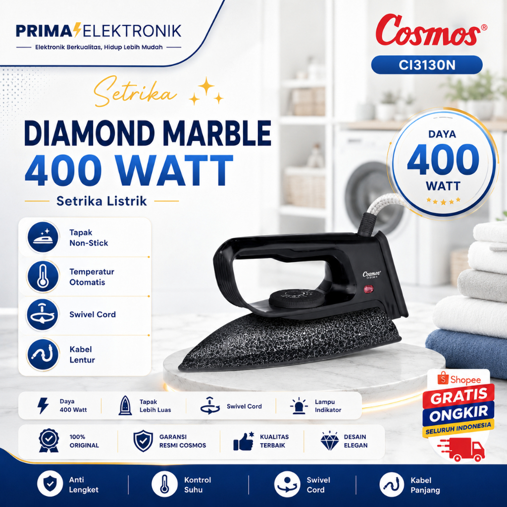 COSMOS SETRIKA LISTRIK ANTI LENGKET CI3130N/CI-3130N/CI-3130-N/CI 3130N/CI 3130 N/ORIGINAL GARANSI