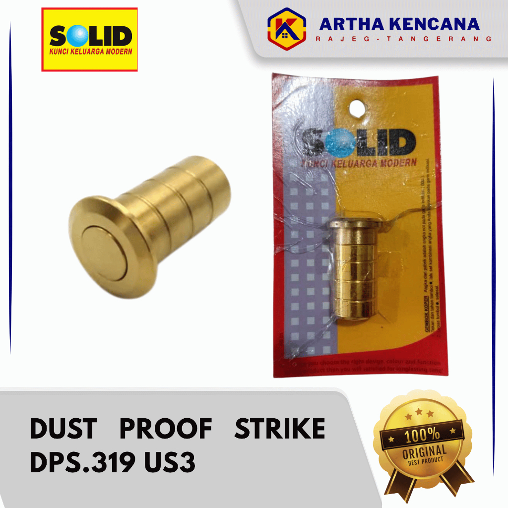 SOLID Dust Proof Strike DPS 319 US3 / Mangkok Lubang Grendel Tanam Anti Debu Gold Kuningan