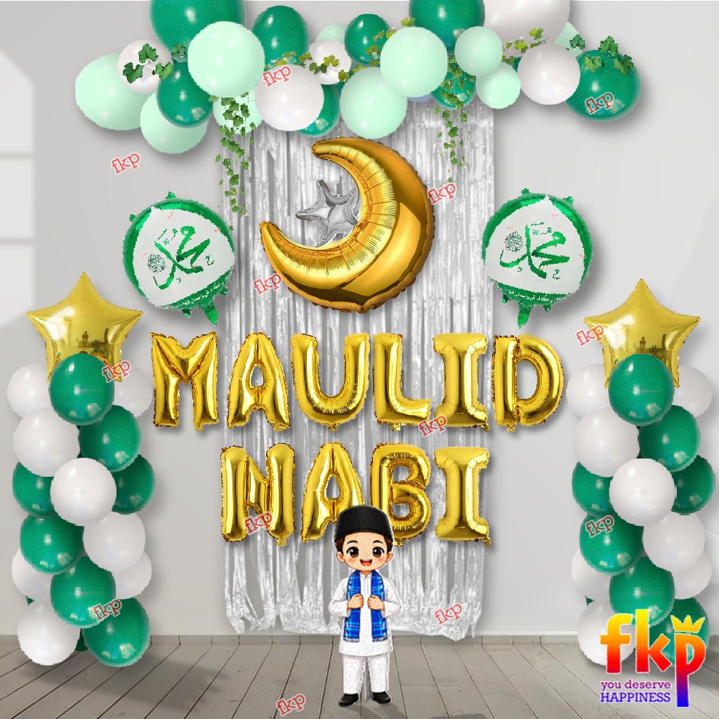 Fun Kids Party Dekorasi Milad Nabi / Kelahiran Nabi Muhammad / Balon dekor Milad / Miladun Nabi / Ul
