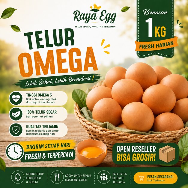 Telur / Telor Ayam OMEGA (1kg) Fresh / Eceran & Grosir / lokasi Kasihan Yogyakarta