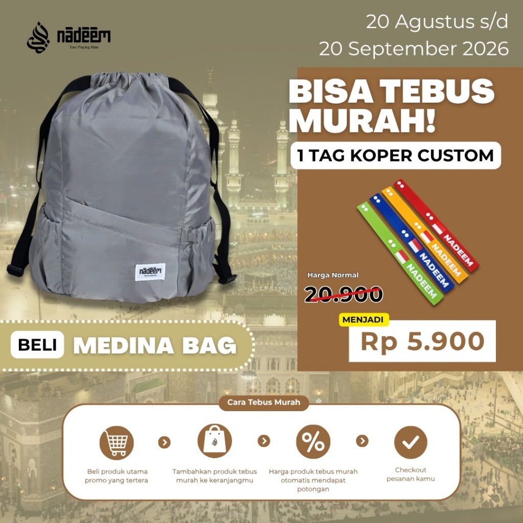 Nadeem - Medina Bag | Tas travel umroh dan haji | Tas lipat | Tas Serut | Ransel Travel  | Backpack 
