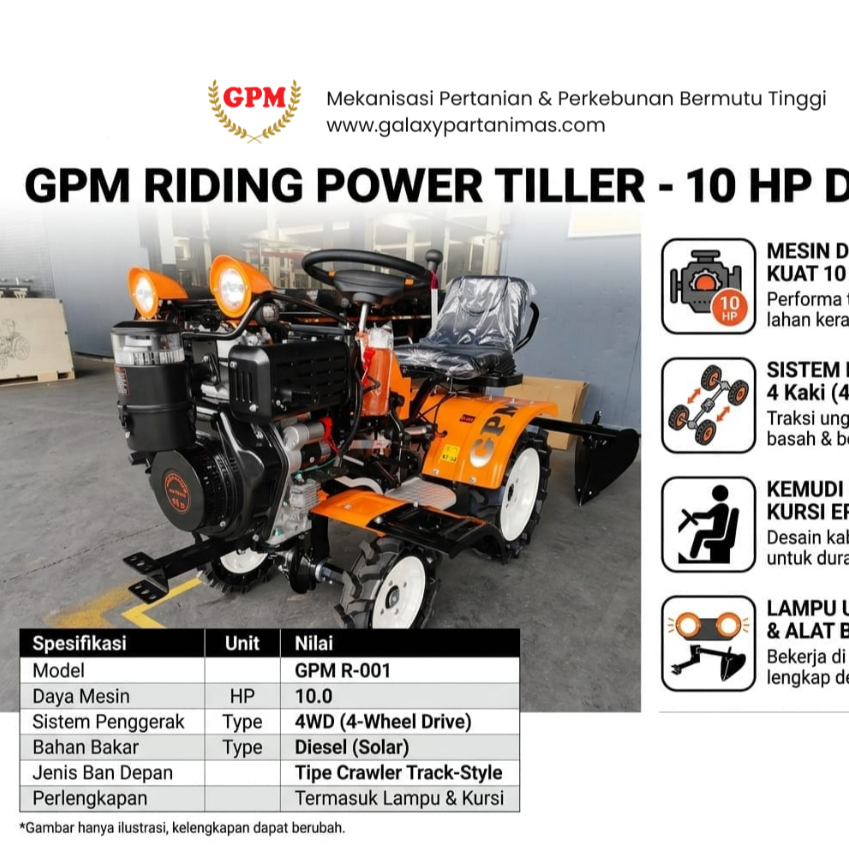 Traktor Mini 4 Roda Riding Power Tiller