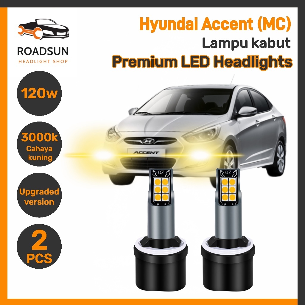 Lampu Kabut LED H27 880 Headlights untuk Hyundai Accent (MC) 2007-2011 Foglamp 120W 3000K Cahaya Kun