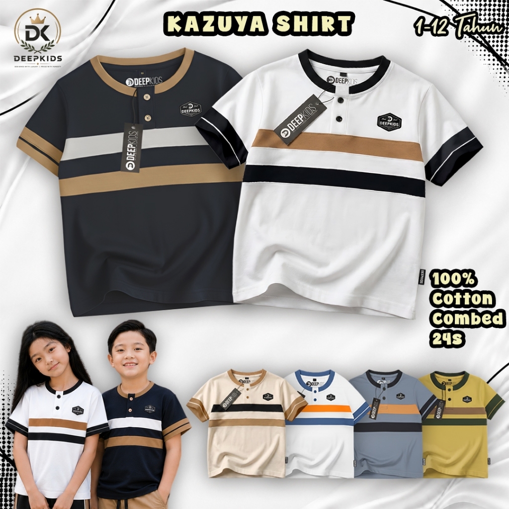 Deepkids Kaos Kerah Kancing Premium Anak Bahan Cotton Combed 24s Usia 1 2 3 4 5 6 7 8 9 10 11 12 Tah