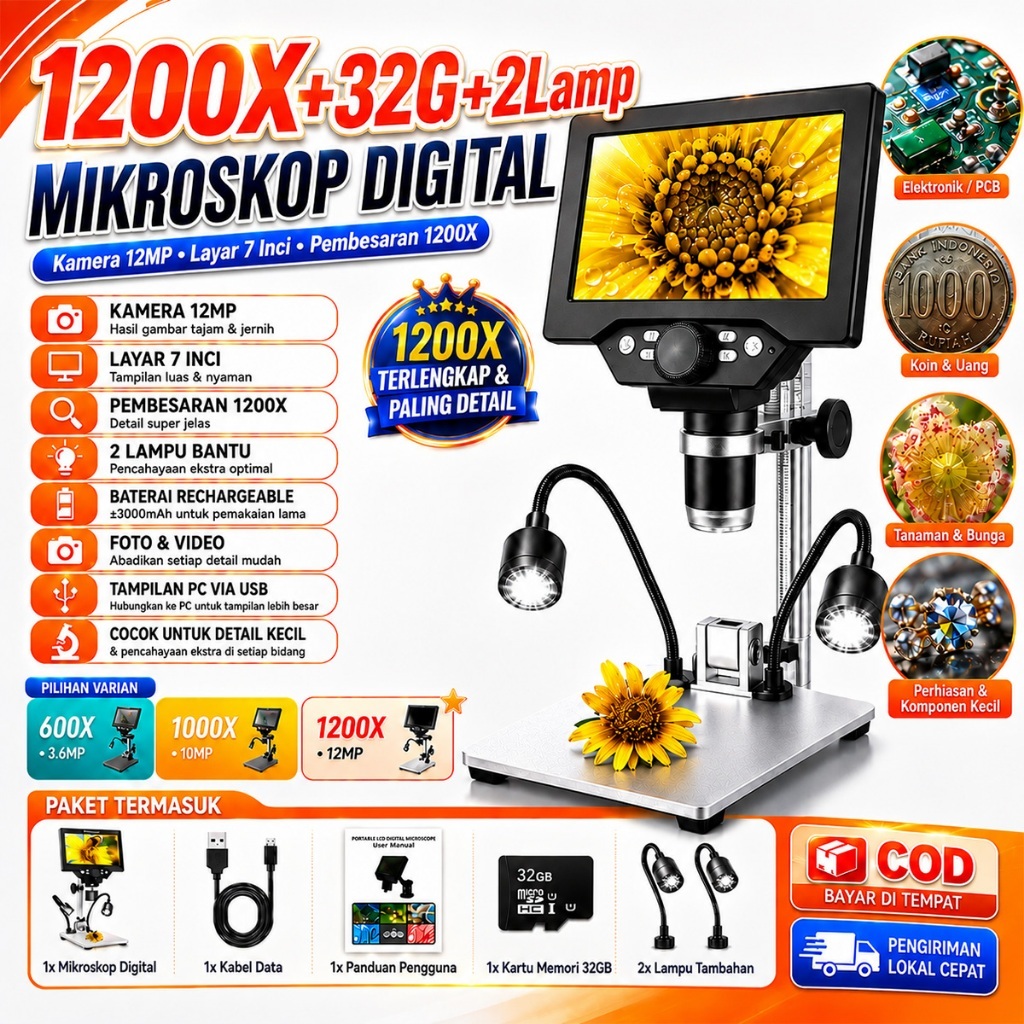 Mikroskop microscope Digital G1000 USB Microscope Kamera Pembesar Elektronik untuk Servis HP PCB 10M