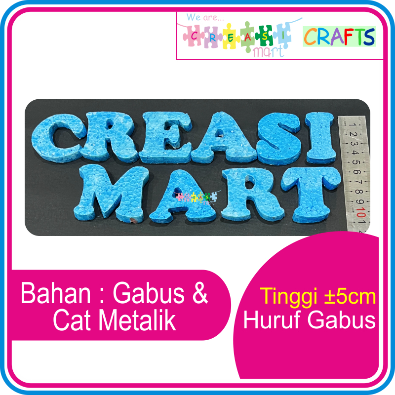 Gabus Huruf & Angka Biru Metalik Tinggi 5cm Dekorasi Kue Ulang Tahun Tart Maket Tumpeng Mahar dll