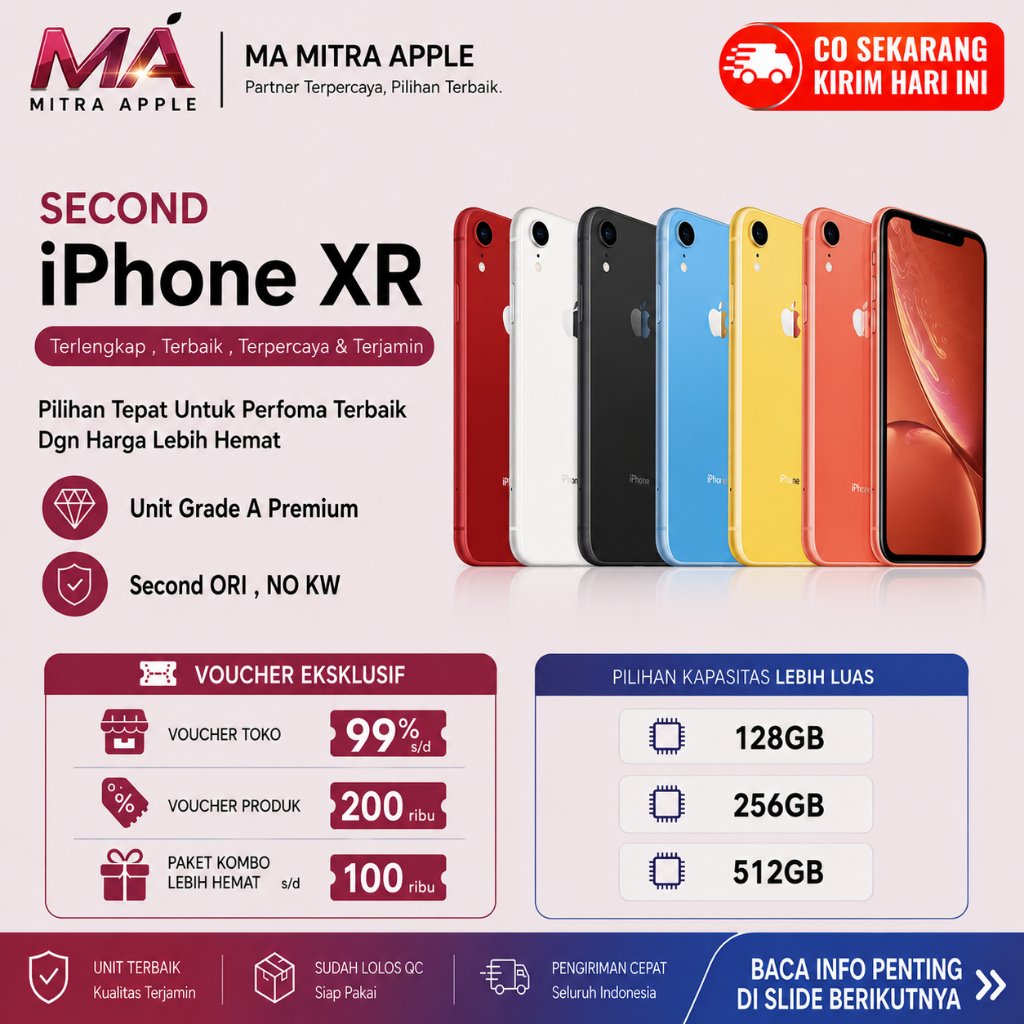 iPhone Second XR 64GB 128GB Ori NO Rekon NO Refurb Fisik Mulus Like New dan Bergaransi